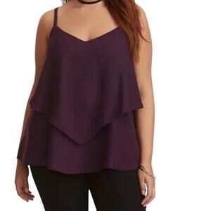 Torrid Women's Georgette Layered Criss Cross Back Cami Top Purple Plus Size 3X